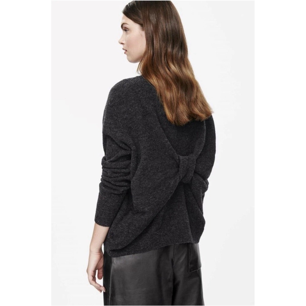 COS Bow Back 100% Wool Size S Charcoal Gray Sweater Minimalist Quiet Luxury